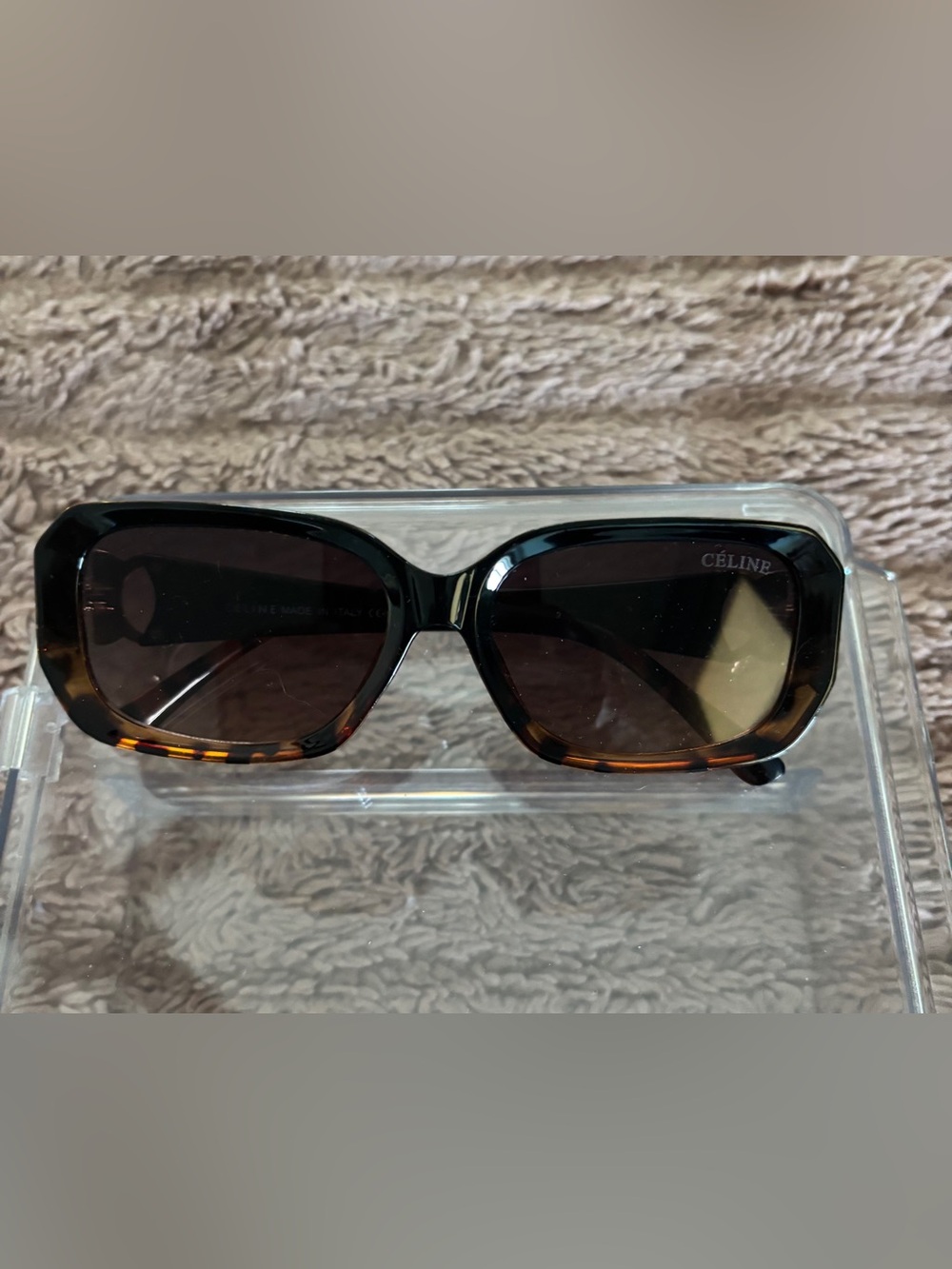 Tortoiseshell Rectangular Women's Sunglasses - Brown Lenses